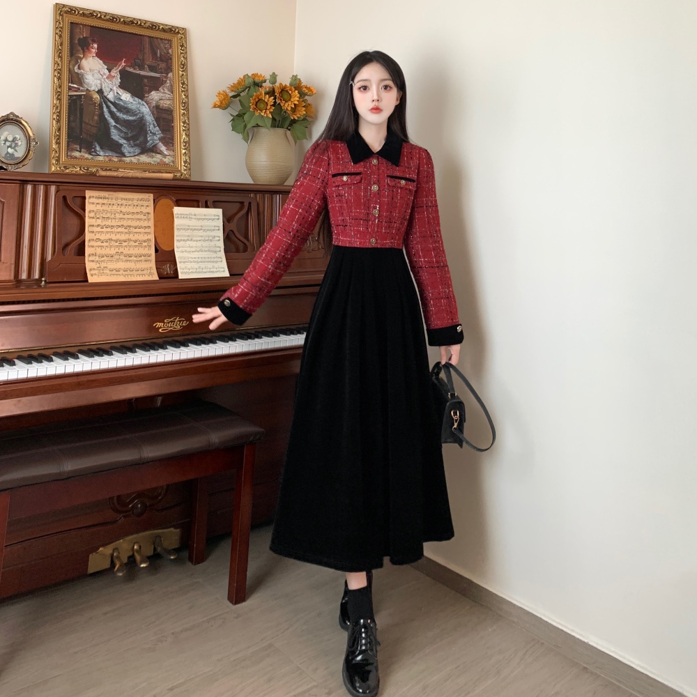 Chanelstyle Pseudo-two christmas dress for women