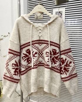 Niche autumn and winter lazy sweater thick hooded tops for women