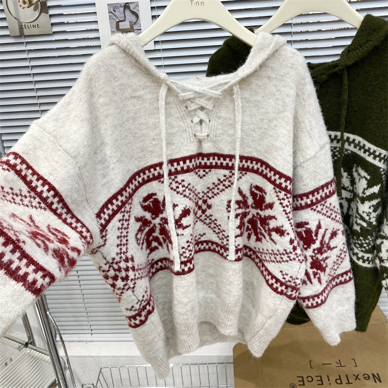 Niche autumn and winter lazy sweater thick hooded tops for women