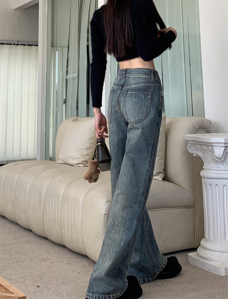 Straight wide leg pants loose jeans for women
