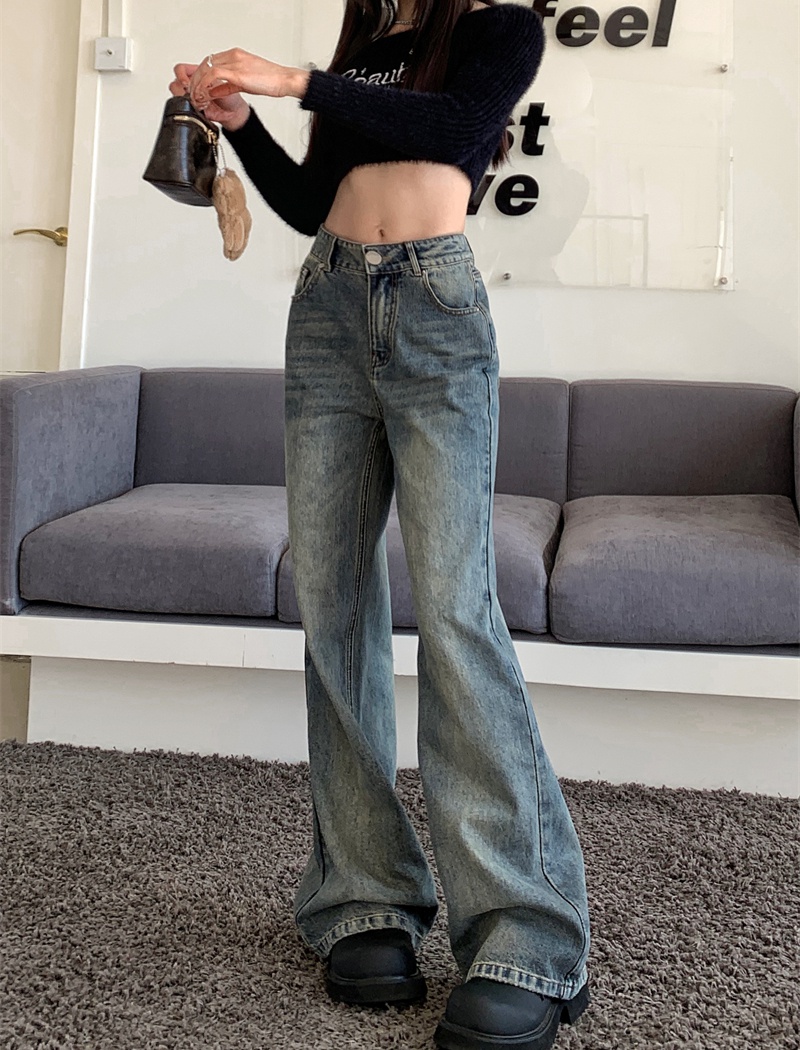Straight wide leg pants loose jeans for women