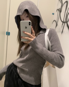 Bottoming tops hooded sweater for women