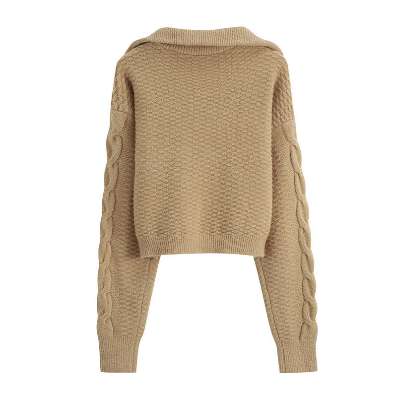 Short loose zip tops fashion pullover sweater for women