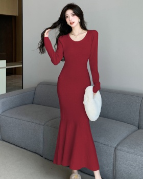 Slim France style dress knitted long dress