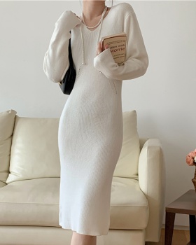 France style high elastic overcoat knitted dress for women