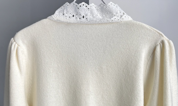 Fashion knitted temperament cardigan lace bow coat