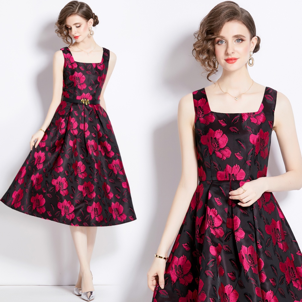 France style refinement jacquard spring dress