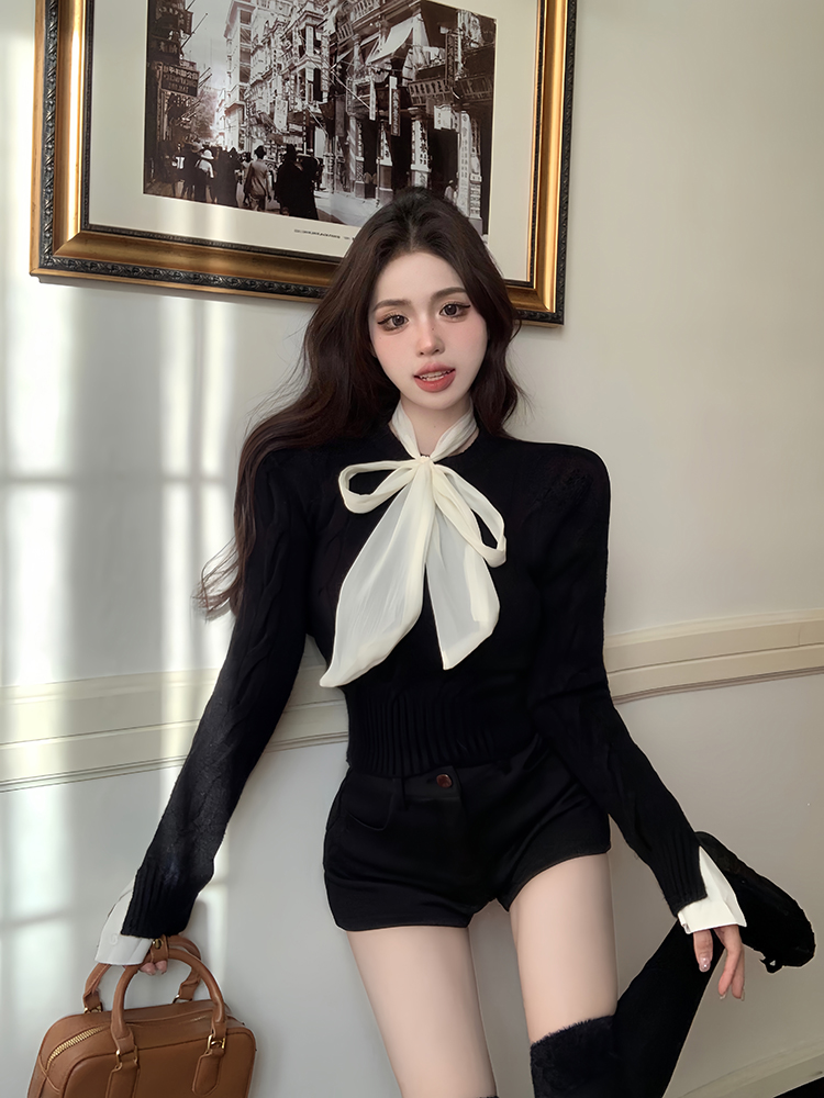 Korean style retro temperament sweater for women