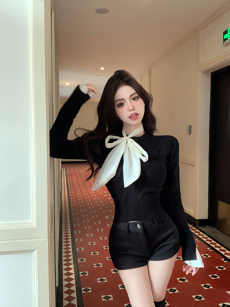 Korean style retro temperament sweater for women