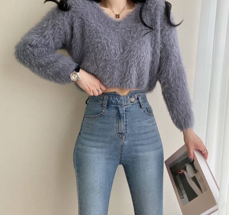 All-match short Korean style sweater loose simple lazy tops