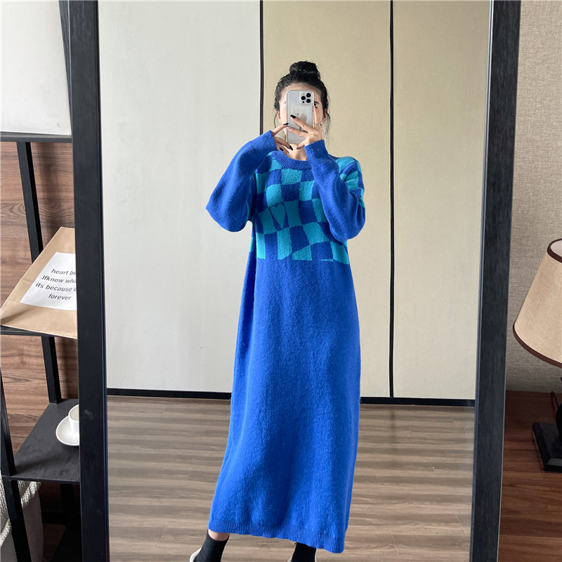 Loose Korean style overcoat Casual jacquard dress