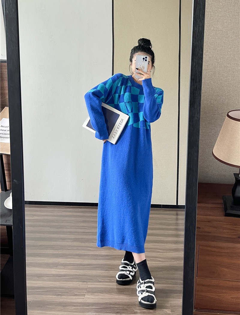 Loose Korean style overcoat Casual jacquard dress