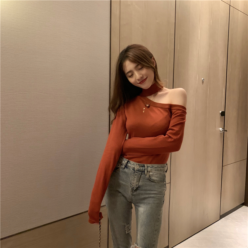 Shoulder Korean style all-match strapless sweater