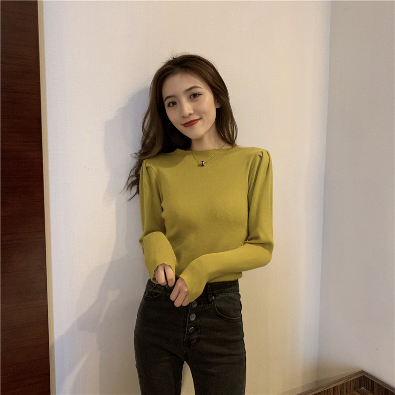 Crimp slim tops Western style sweater for women