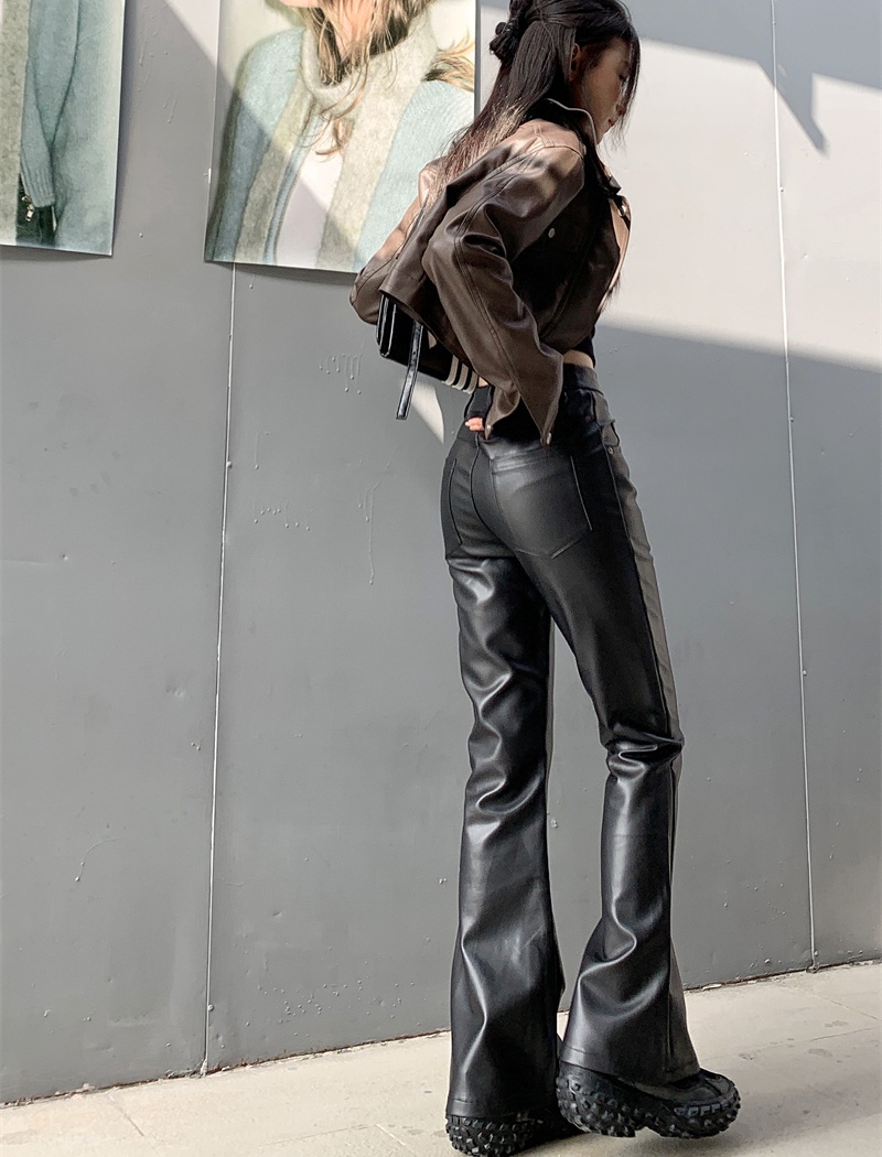 Speaker leather pants spicegirl long pants for women