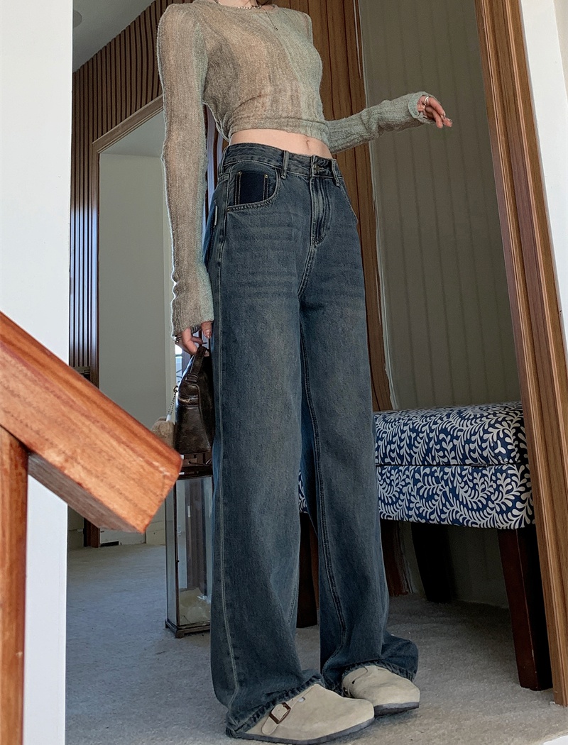 Autumn and winter jeans straight wide leg pants for women