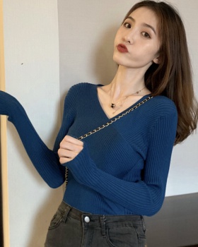 Pure pullover V-neck strapless sweater