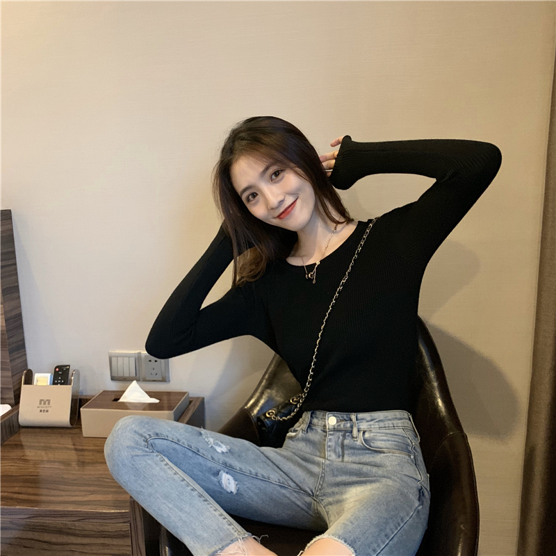 Long pure Western style tops Korean style simple sweater