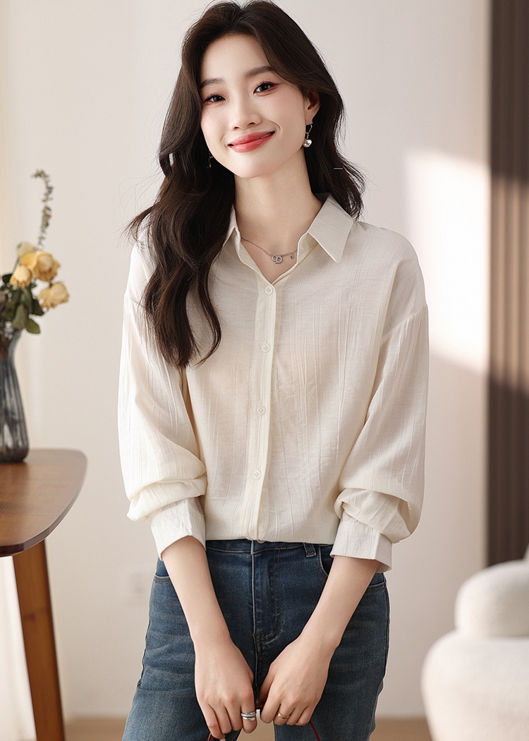 White all-match shirt long sleeve niche tops for women