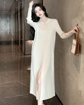 Lazy single-breasted long sweater knitted loose cardigan