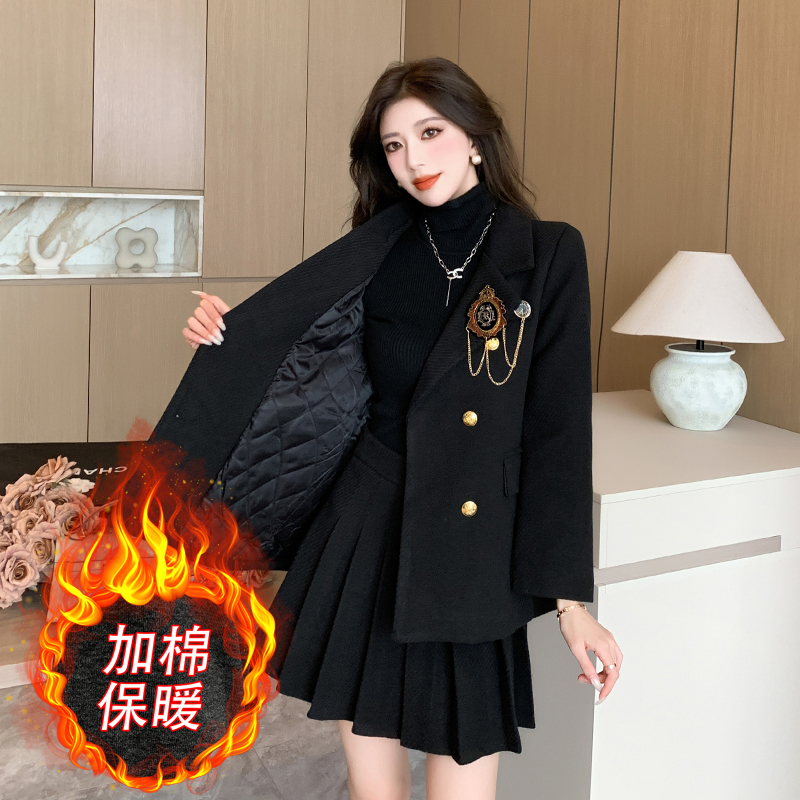 Thermal woolen coat clip cotton business suit 2pcs set