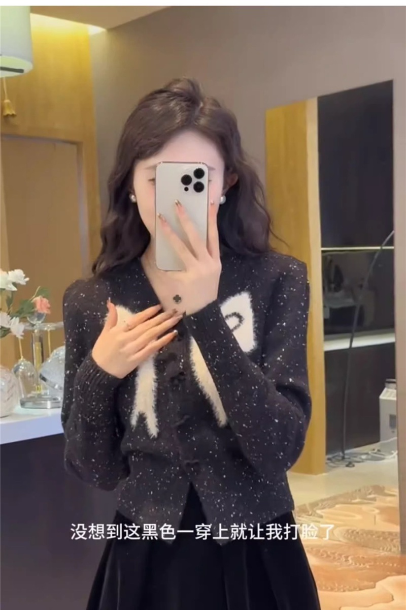 Fashion all-match sweater long sleeve V-neck cardigan