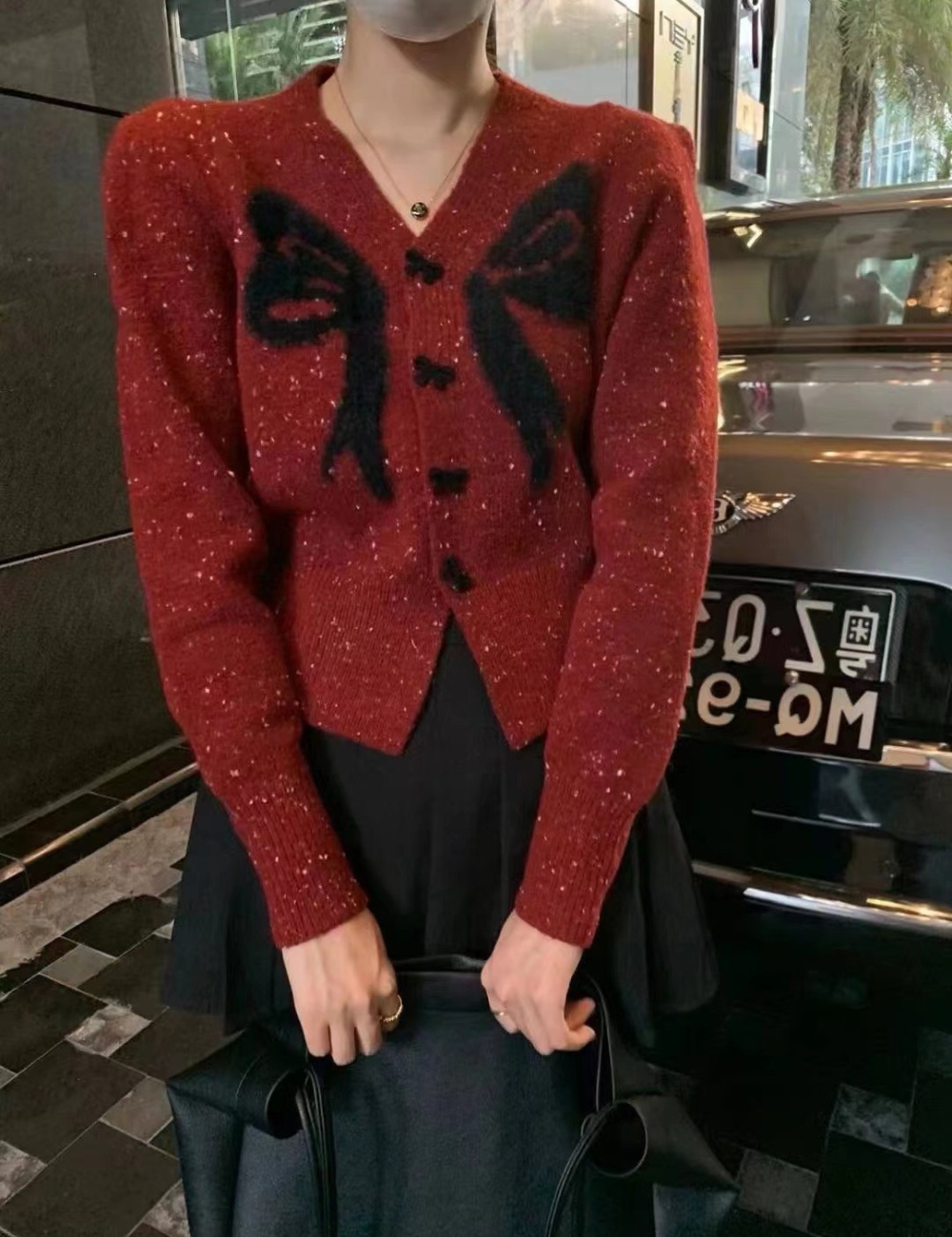 Fashion all-match sweater long sleeve V-neck cardigan