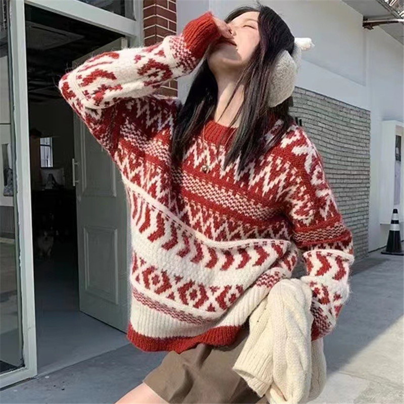 Christmas retro wears outside lazy sweater for women