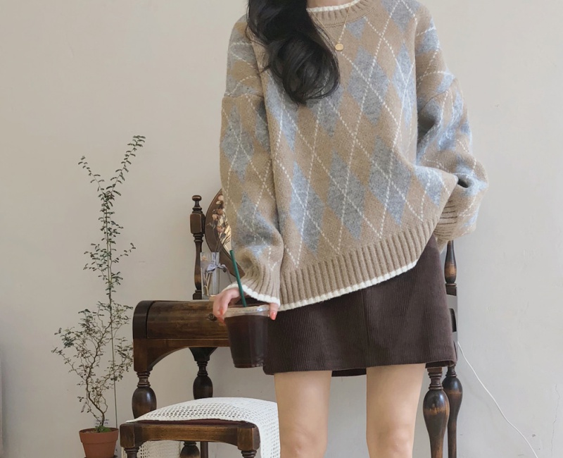 Western style lazy tops thick loose sweater for women