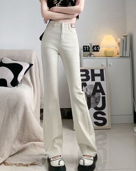 Supersoft high elastic flare pants beige long pants