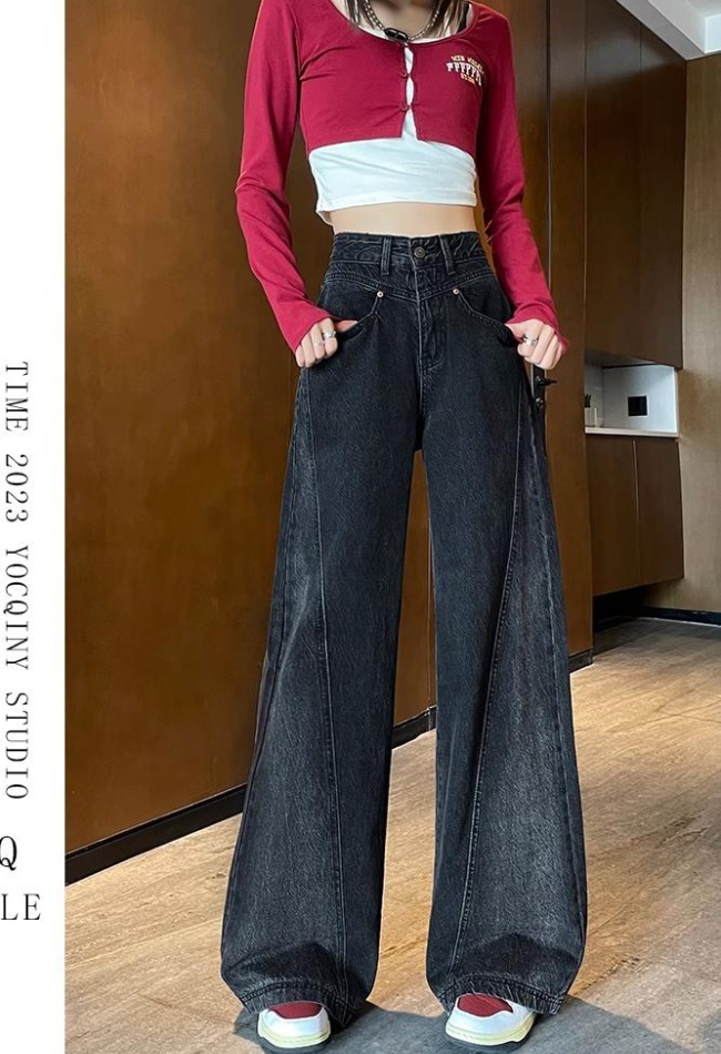 Splice jeans wide leg long pants for women