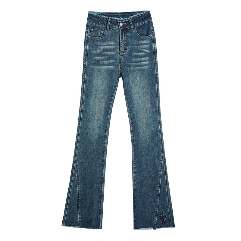 Mopping tight flare pants micro speaker high waist jeans