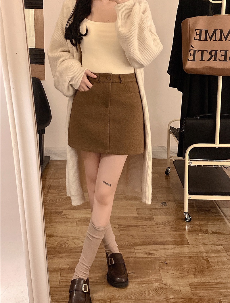 A-line slim winter woolen American style skirt
