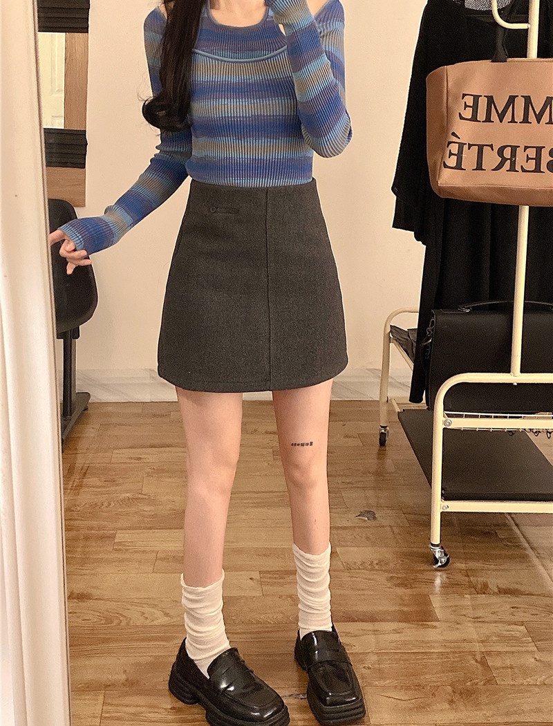 Woolen slim skirt winter short skirt for women