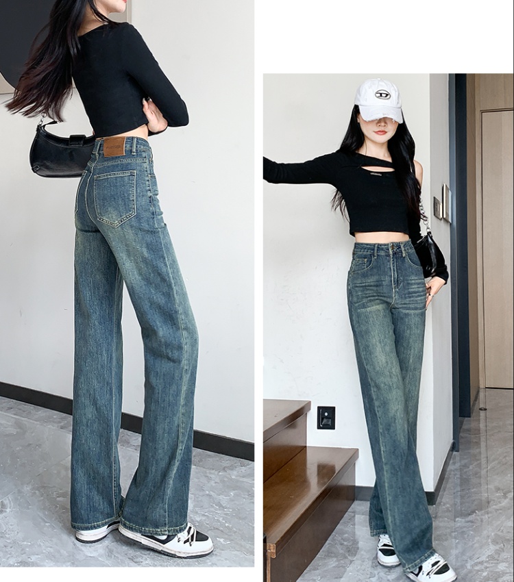 Elasticity slim jeans straight high waist long pants