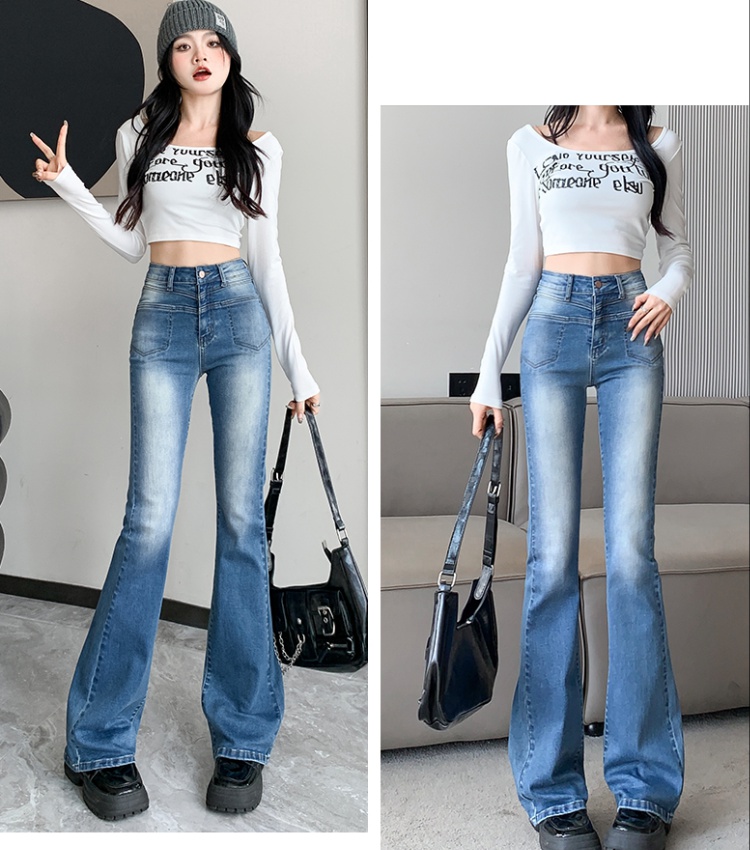 Slim high waist flare pants all-match jeans