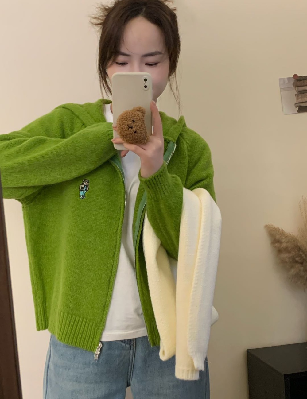 Embroidery knitted coat cubs lazy sweater for women