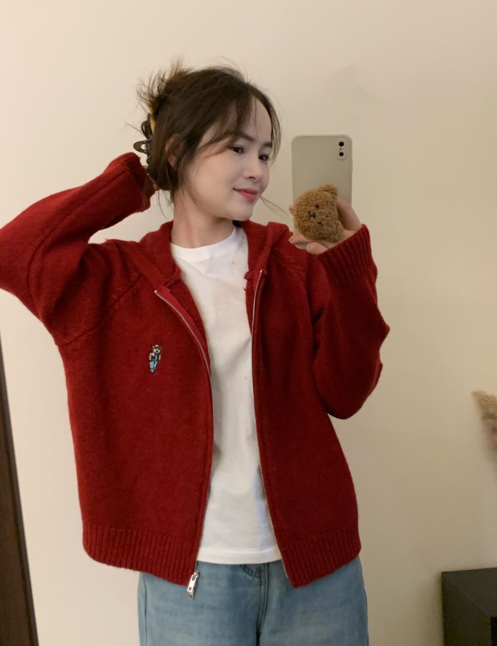 Embroidery knitted coat cubs lazy sweater for women