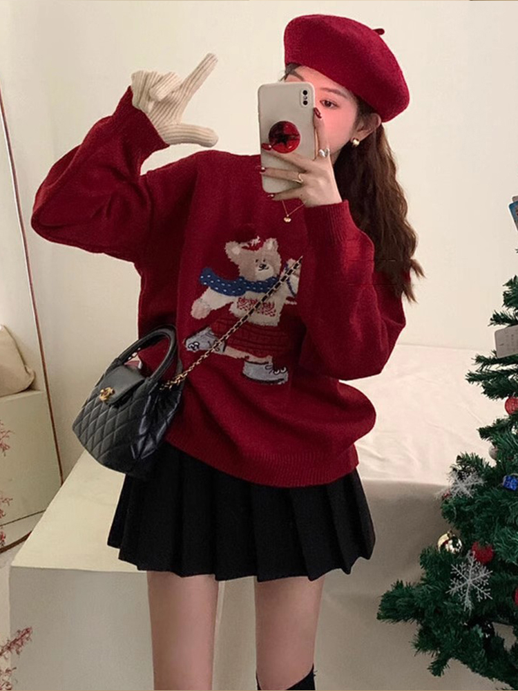 Autumn and winter thick sweater round neck tops