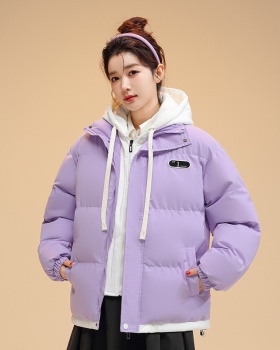 Winter splice student Pseudo-two down cotton coat for women