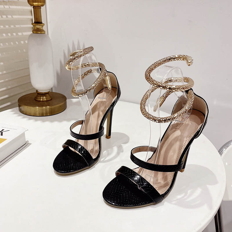 Fine-root spring high-heeled shoes sexy serpentine sandals