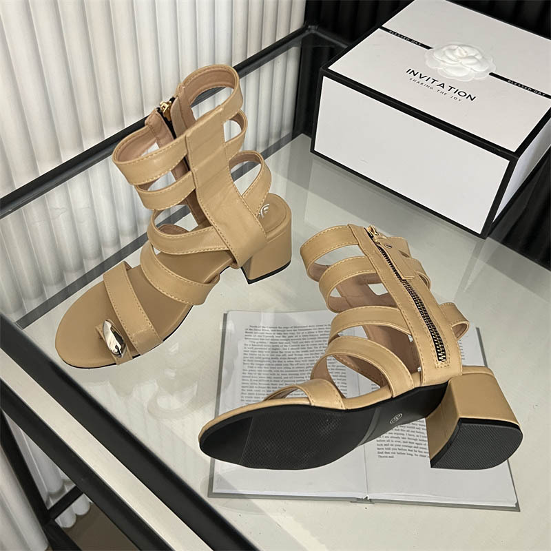 Thick rome side zipper spring sandals