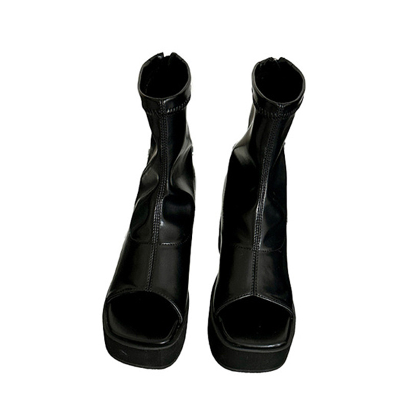 Foam high-heeled platform fish mouth summer boots for women