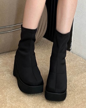 High-heeled slipsole platform elasticity women's boots