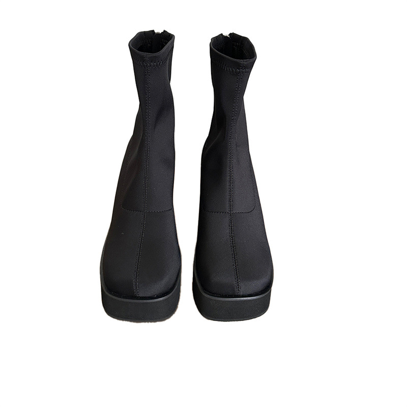 High-heeled slipsole platform elasticity women's boots