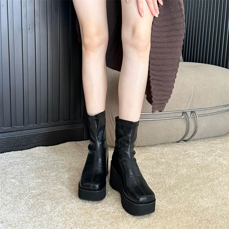 Thick crust boots European style platform for women