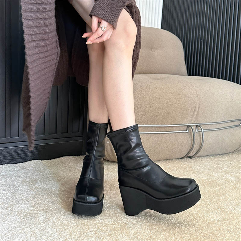 Thick crust boots European style platform for women