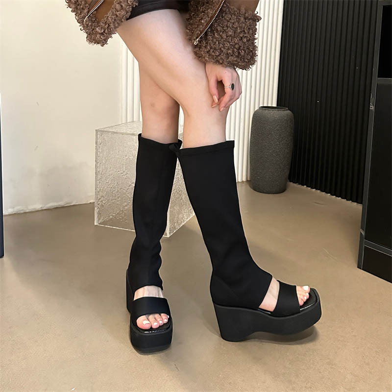 Thick crust Rome style sandals elasticity summer boots