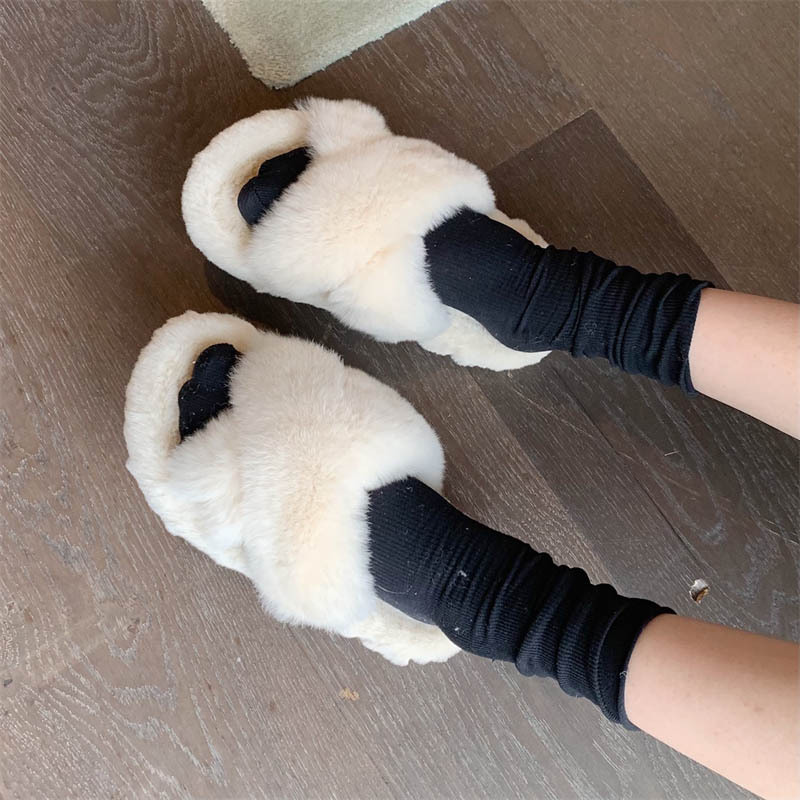 Open toe cross platform soles flat round slippers