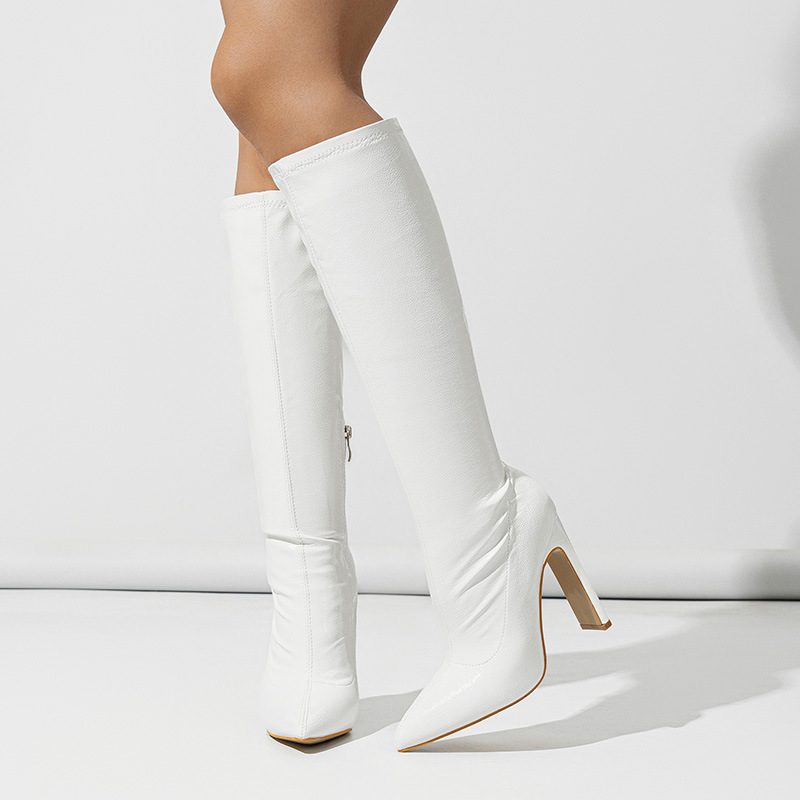 Thick high-heeled thigh boots elasticity boots for women
